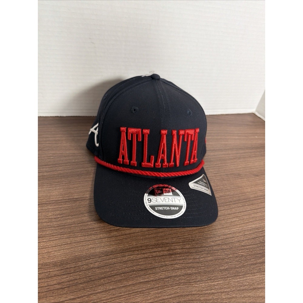 New Era Atlanta Braves MLB Rope Navy 9Seventy Trucker Stretch-Snapback Hat Cap